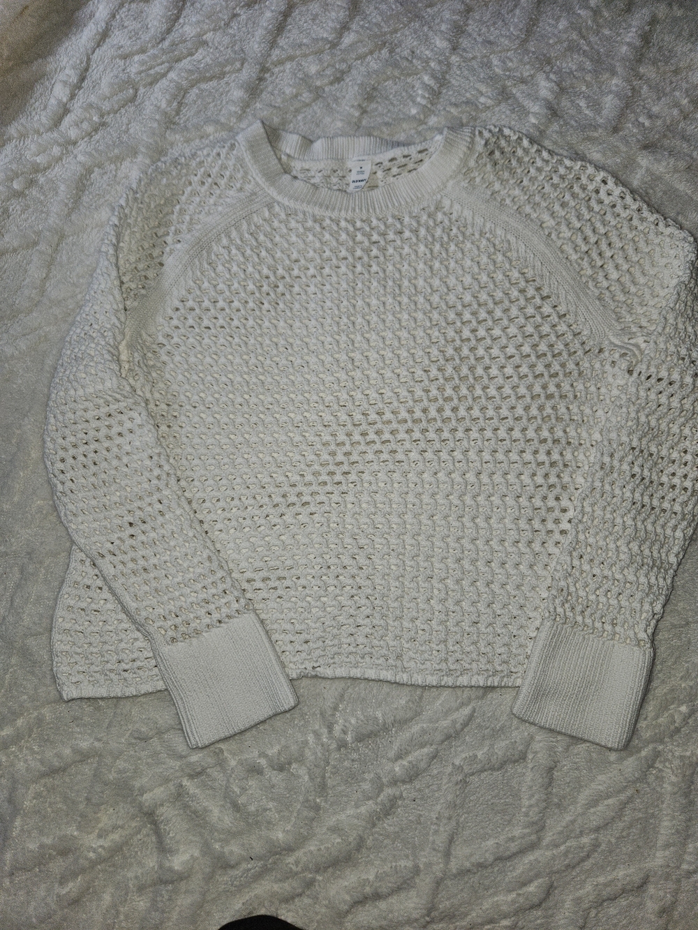 Old Navy Cream Open-Weave Crewneck Sweater